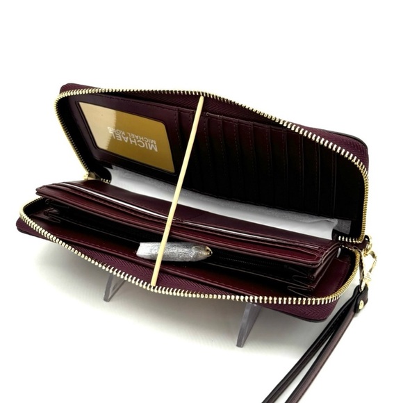 Michael Kors Large Continental Wallet Wristlet Ox Blood Multi - Picture 8 of 10